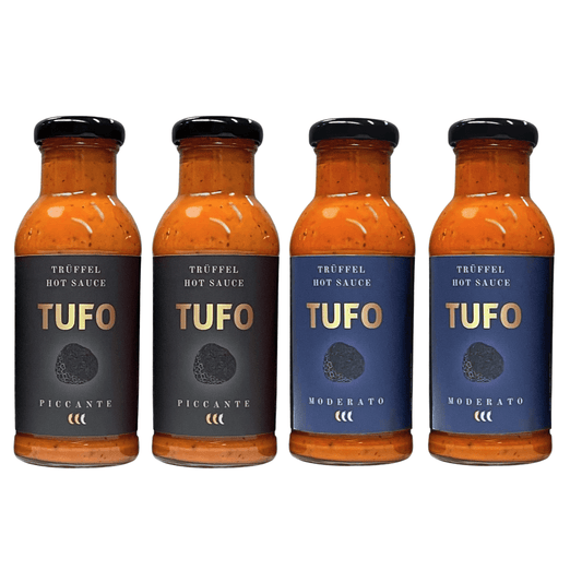 2 and 2 - PICCANTE and MODERATO Truffle Sauce (4 x 250 ml) - Hot Sauce - TufoSauce